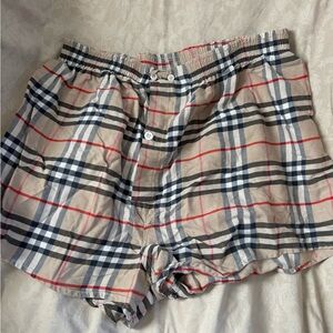 Burberry Beige Plaid Elastic-Waist Mens Shorts